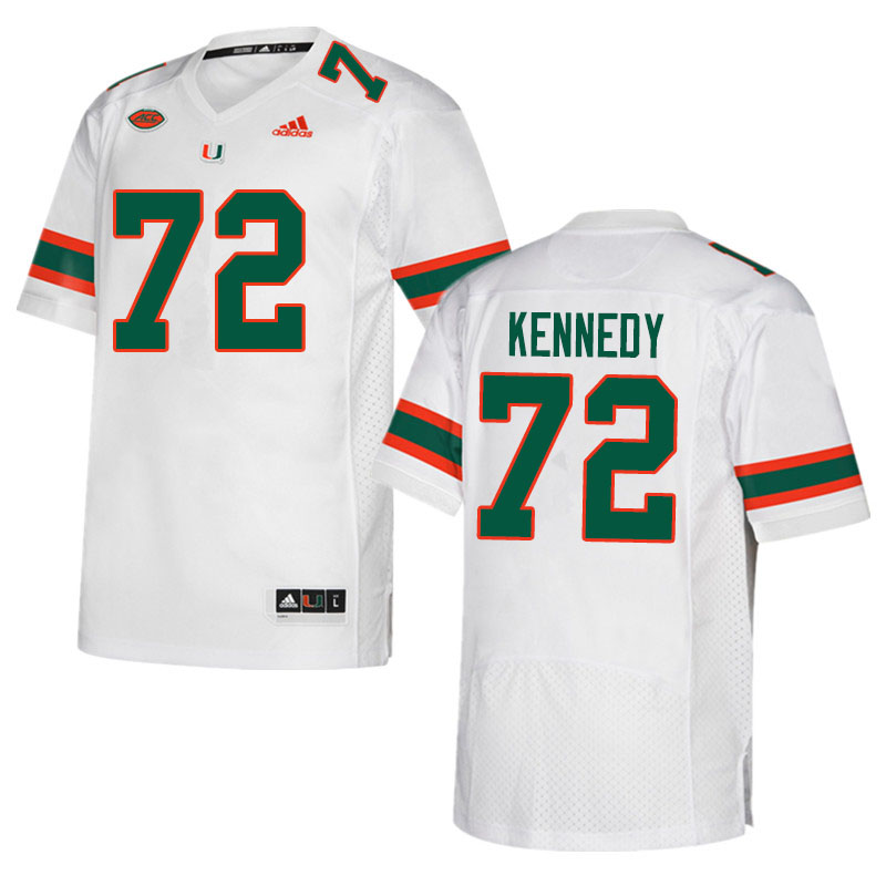 Adidas Miami Hurricanes #72 Tommy Kennedy College Football Jerseys Sale-White - Click Image to Close